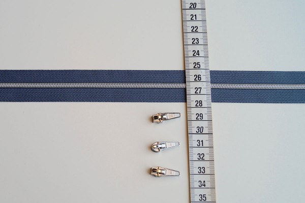 Reißverschluss metallisiert graublau/silber
