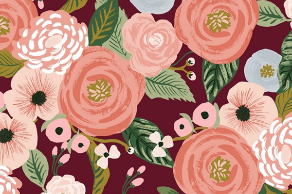 Rifle Paper Co Garden Party CANVAS Juliet Rose Burgundy