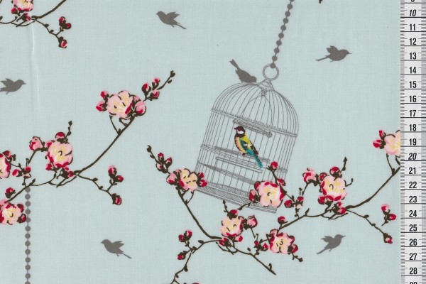 Wachstuch Birdcage turquoise
