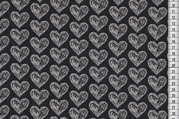 Bio Stretchjersey Hearts schwarz by Janeas World