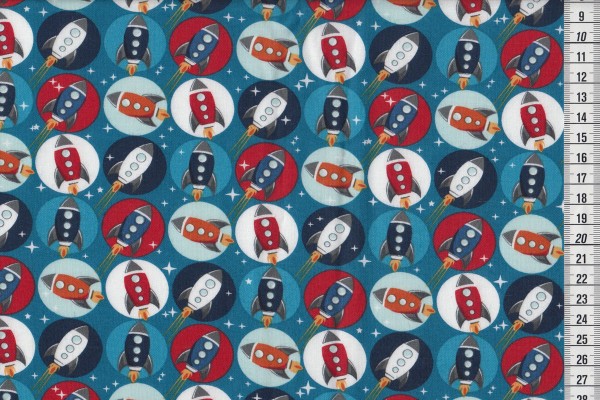 Blast Off by Amy Shaw Blue rockets in circles