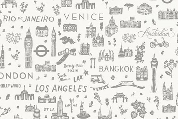 Bon Voyage by Rifle Paper Holiday World Traveller Silhouette grey