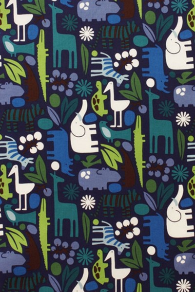 Laminated cotton Alexander Henry Zoo blue