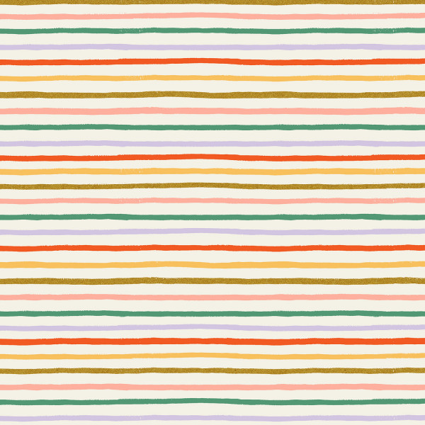 Cotton and Steel Orchard Happy Stripe Cream Multi Metallic