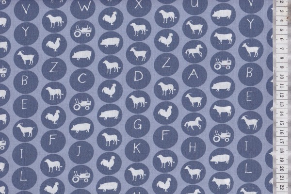 Westfalenstoffe Lönneberga Tier Alphabet blau