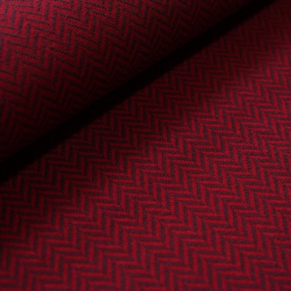 Reststück Bio Strickjacquard Fischgrat kirsche
