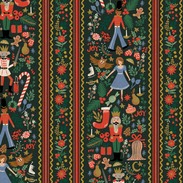 Rifle Paper Holiday Classics Holiday Holly Jolly Nutcrucker Evergreen and Metallic Gold