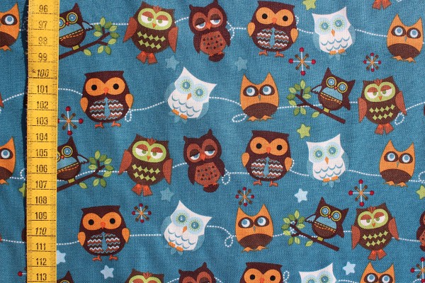 Baumwolldruck Hooty Hoot Owls petrol