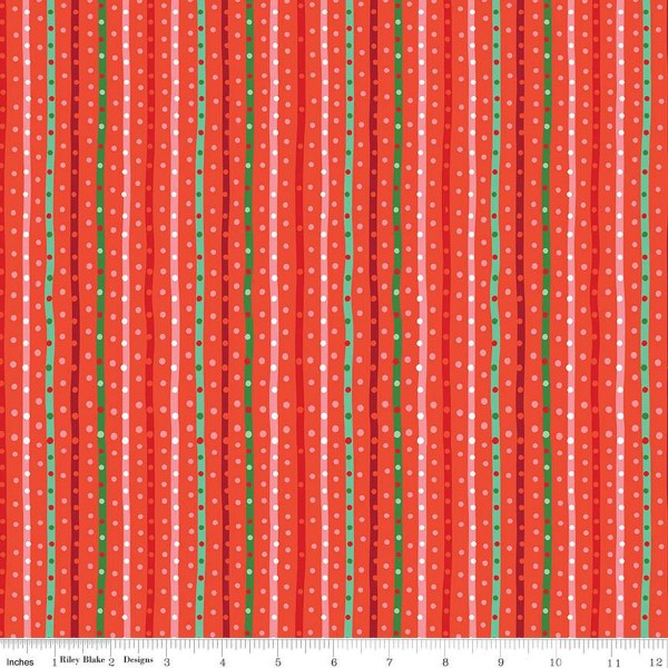 RIley Blake Design TWAS Jill Howarth Sugarplum Stripe Red
