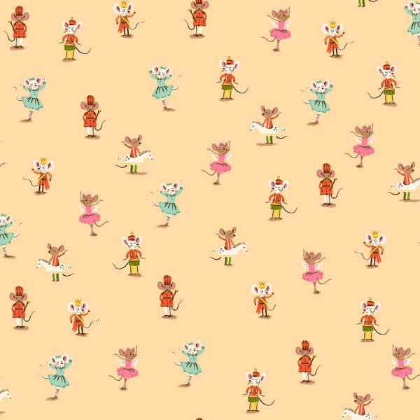 Heather Ross Studio Edit Nutcracker Mice Peach