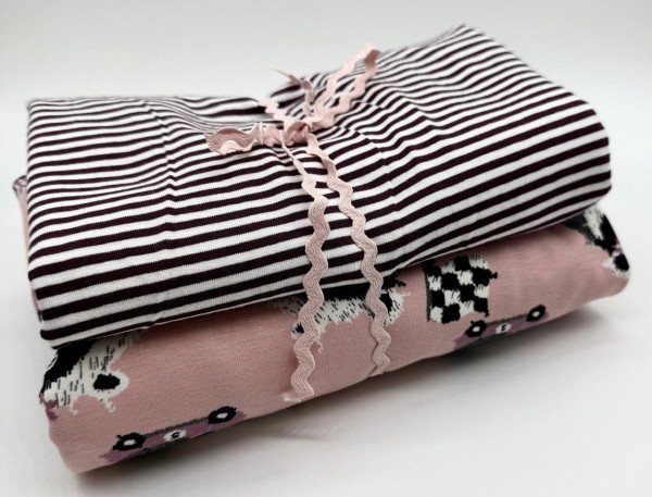 Stoffpaket Stoffonkel Badger Race Rosa mit Ringel