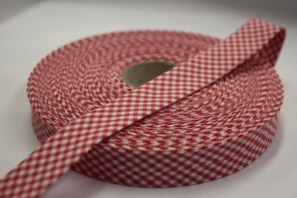 Schrägband Westfalenstoffe rot/weiß