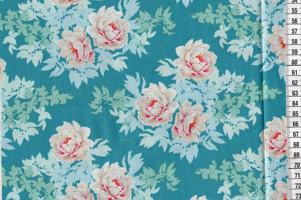 Baumwolldruck Tilda Sunkiss Beach Peony teal
