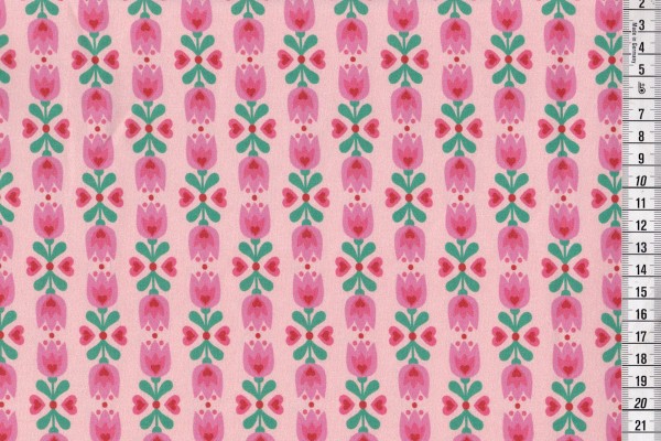 Stretchjersey Millidees Lotta Blume mit Herz rosa