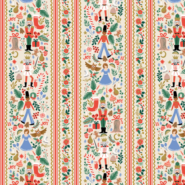 Rifle Paper Holiday Classics Holiday Holly Jolly Nutcracker Cream Evergreen and Metallic Gold