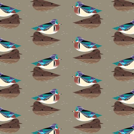 Birch Popeline Charley Harper Lakehouse Wood Duck