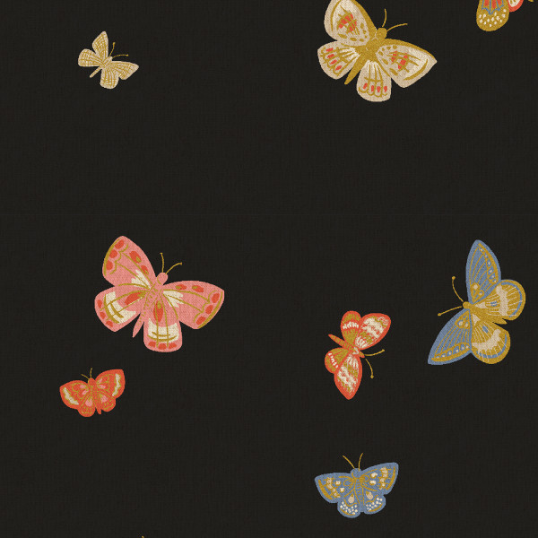 Rifle Paper English Rose Butterfly House Canvas Black Metallic