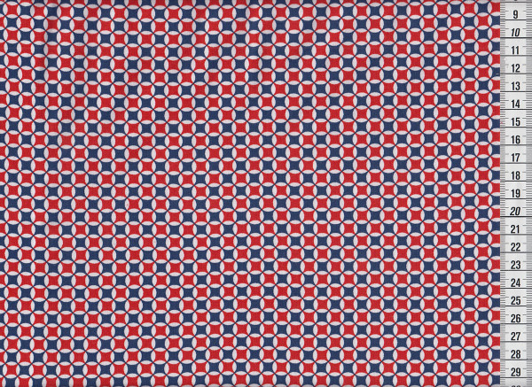 Stretchjersey Retrocircles blau/rot