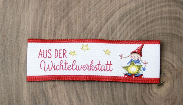 Webetikett Aus der Wichtelwerkstatt rot