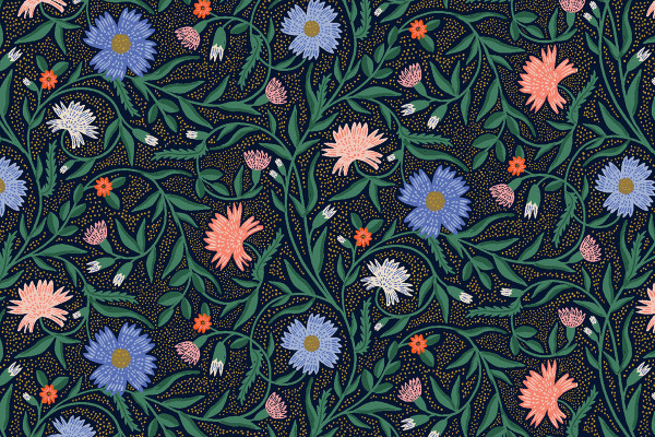 Rifle Paper Vintage Garden Aster Navy Metallic