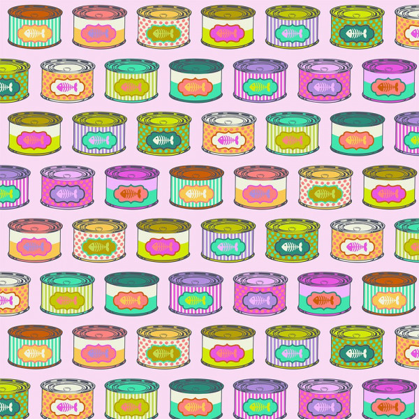 Tula Pink Tabby Road Deja Vue Cat Snacks Electro Berry