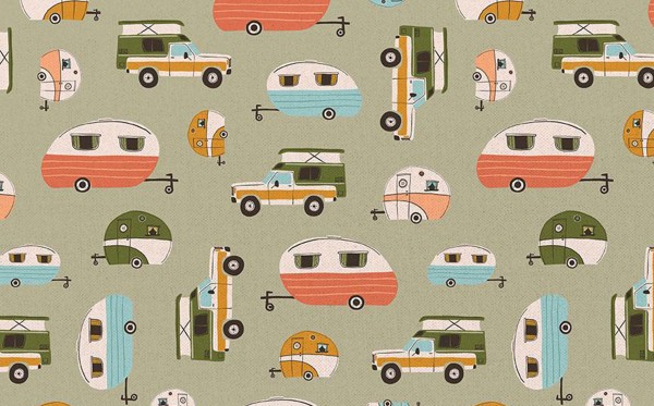 Crissie Rodda Vintage Camping caravans khaki