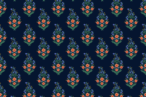 Rifle Paper Vintage Garden Paisley Navy Metallic
