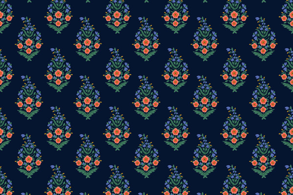 Rifle Paper Vintage Garden Paisley Navy Metallic