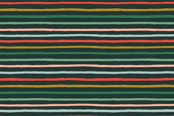 Cotton and Steel Rifle Paper Holiday Classics Holiday Festive Stripes Evergreen Metallic