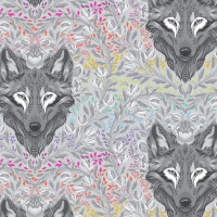 Pre-Order Tula Pink Graywork True Color Wolf of Pink Street Fog
