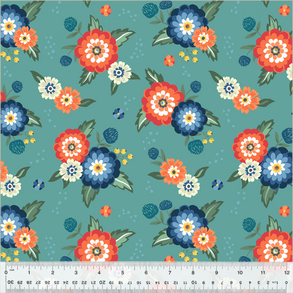 Clover & Dot Allisson Harris Cluck Cluck Sew Dahlia Bouquets Soft Teal