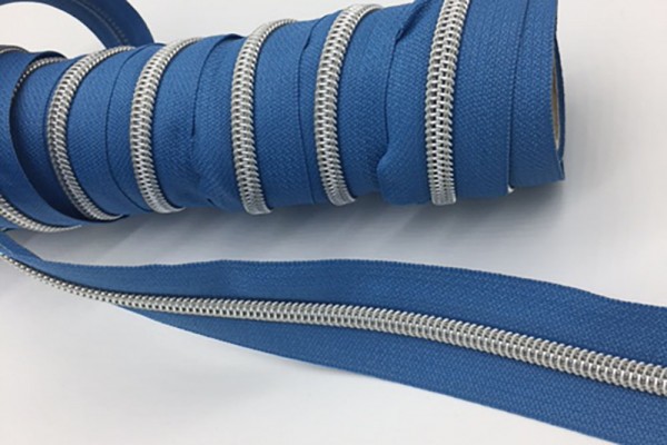 Reißverschluss metallisiert jeansblau/silber breite Raupe