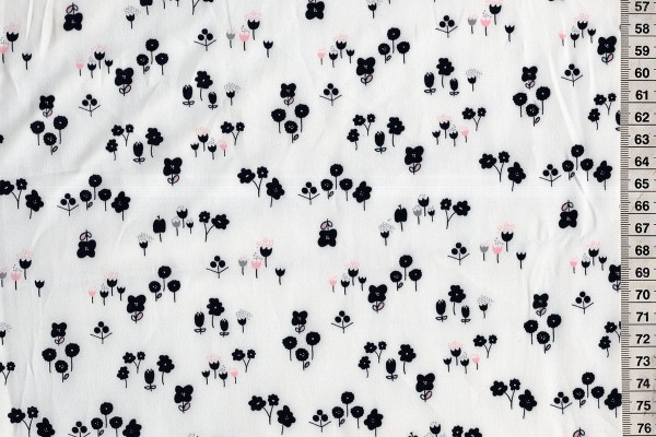 Baumwolldruck Lagom Flowers black/white