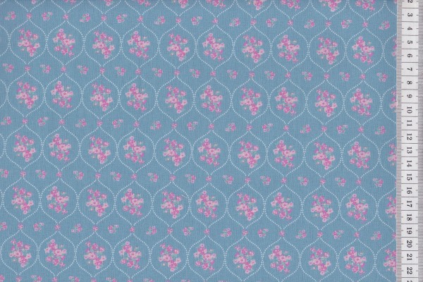 Westfalenstoffe Prinzessin Blumenornament mattblau