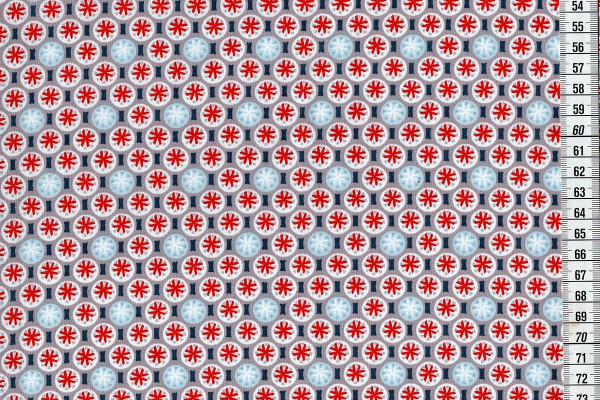 Baumwolldruck sunwheel blau/rot