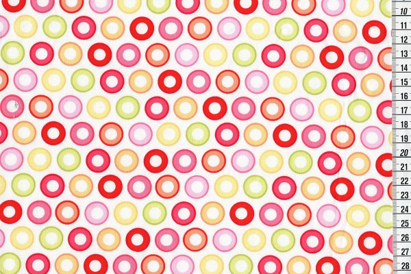 Patchworkstoff Kreise weiß/bunt