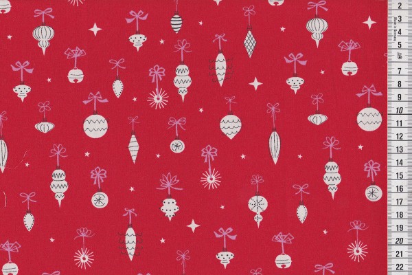 Cotton and Steel Garland Weihnachtskugeln rot