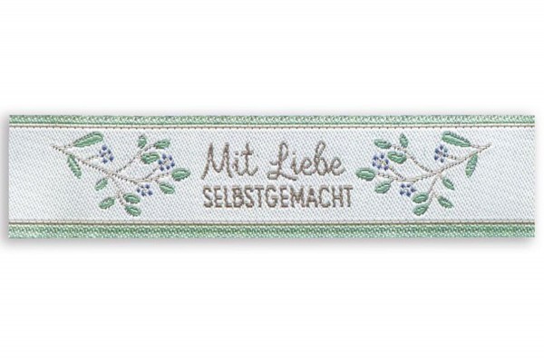 Webetikett "mit Liebe selbstgemacht" grün