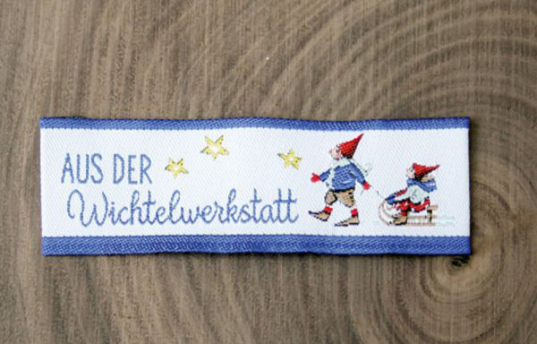 Webetikett Aus der Wichtelwerkstatt blau