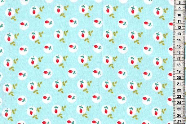 Baumwolldruck Blumen mint