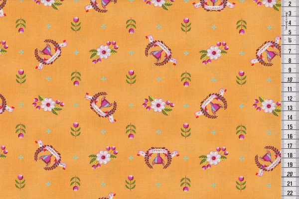Tula Pink Slow & Steady Winner's Circles Orange crush