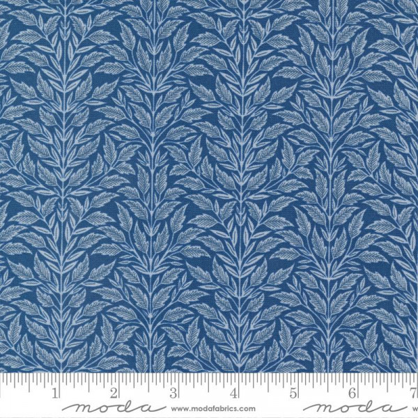 Katherine Watson Flower Press Leave Stripe Indigo