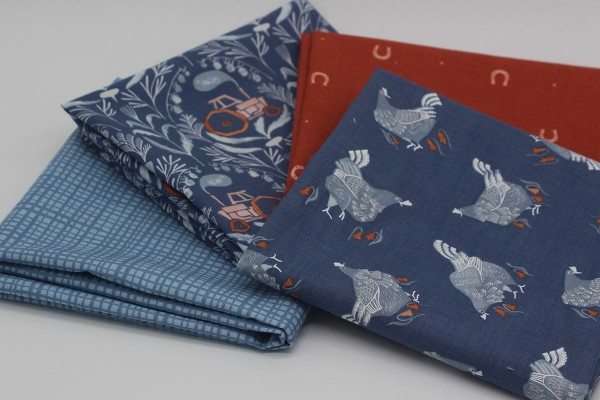Fat Quarter Set Stashbuilder Bauernhof blau