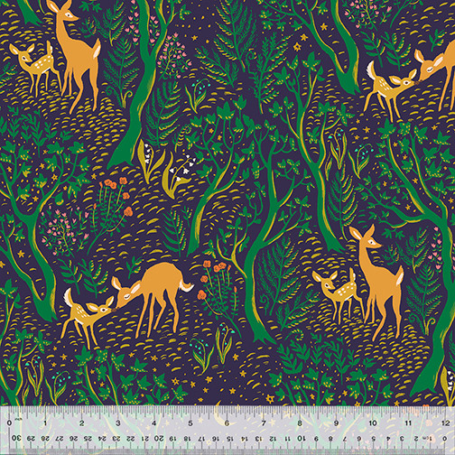 Heather Ross Night Visitor Midnight Quilt Back