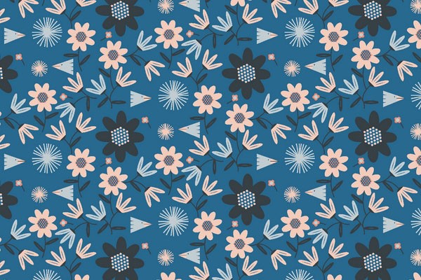 Cotton and Steel Among Flowers Puebla Estudio Fractal Twilight blue