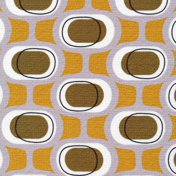 Cloud 9 Barkcloth Modern Retro Orbs Olive