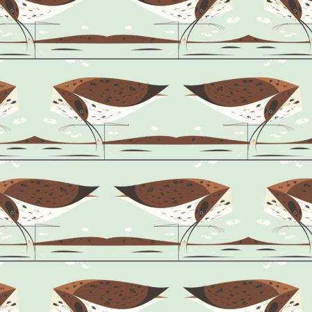 Birch Popeline Charley Harper Coastal Curlew