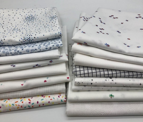 Fat Quarter Set Low Volume weiß