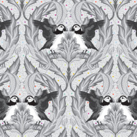 Pre-Order Tula Pink Graywork True Color Huffin and Puffin Whisper