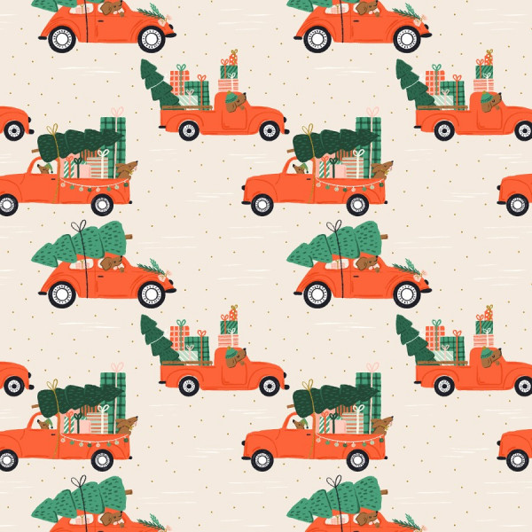 Merry Pawmas Holiday Haulin' Hounds cream metallic